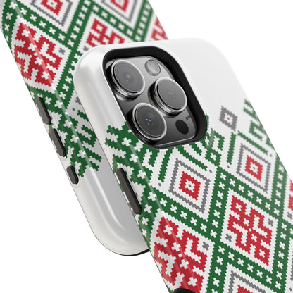 Red white Green and Black  Geometric Design Iphone Magnetic Tough Case