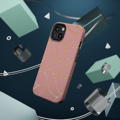 Pink and Gold Geometric  Design - Iphone Magnetic Tough Case