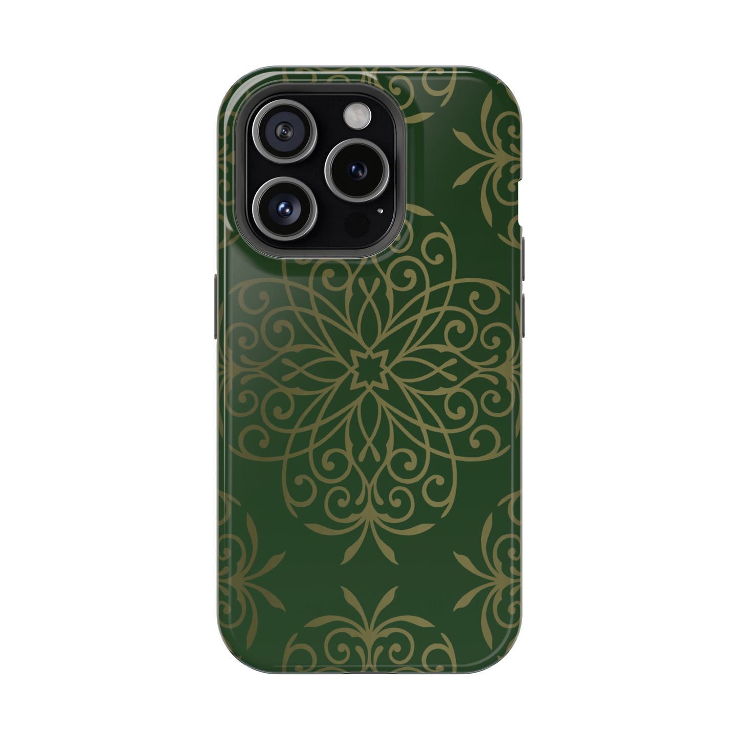 Gold and Green Flowery Design - Iphone Magnetic Tough Case