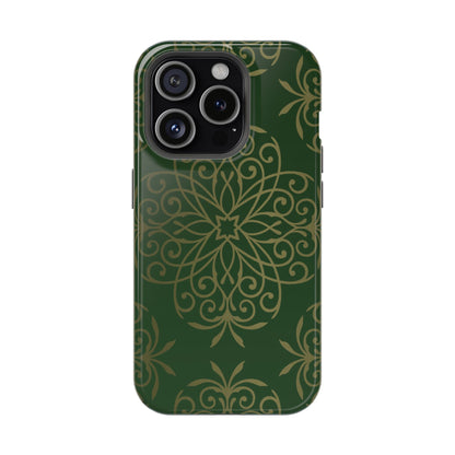 Gold and Green Flowery Design - Iphone Magnetic Tough Case