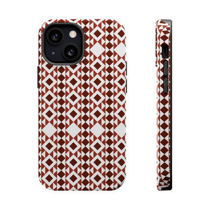 Red and White geometric Design Iphone Magnetic Tough Case