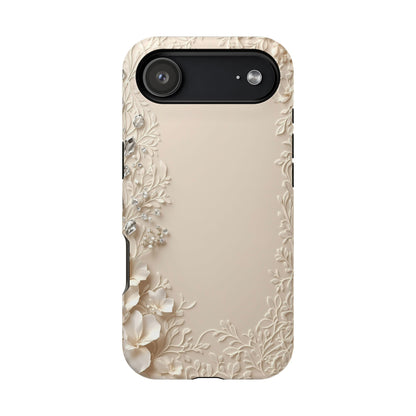 Beige Floral and Diamonds 💎 Design - Iphone Magnetic Tough Case