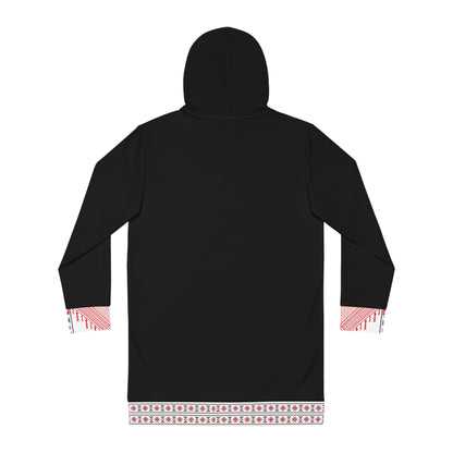 Red and White Hattah Design - Stylish Women's Hoodie Dress