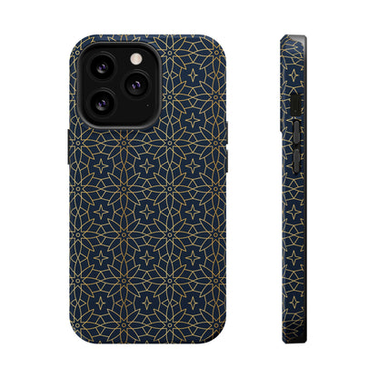 Navy and Gold Geometric Design Iphone Magnetic Tough Case