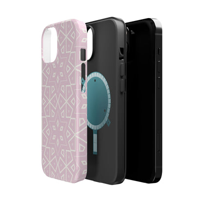 Pink and White Geometric Design Iphone Magnetic Tough Case