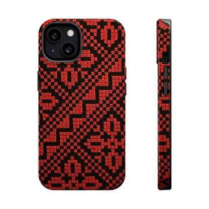 Red and Black Tatreez Design - Iphone Magnetic Tough Case