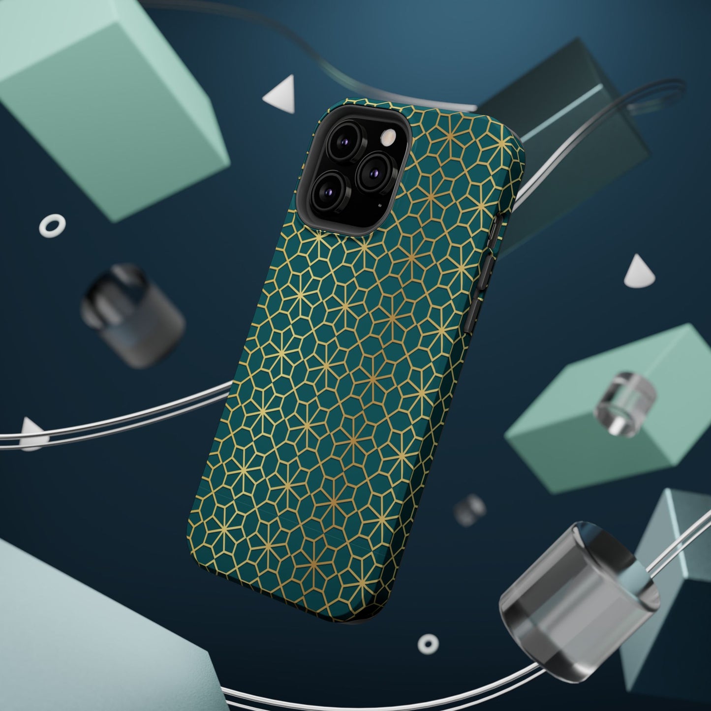 Gold and Green Flower Design - Iphone Magnetic Tough Case