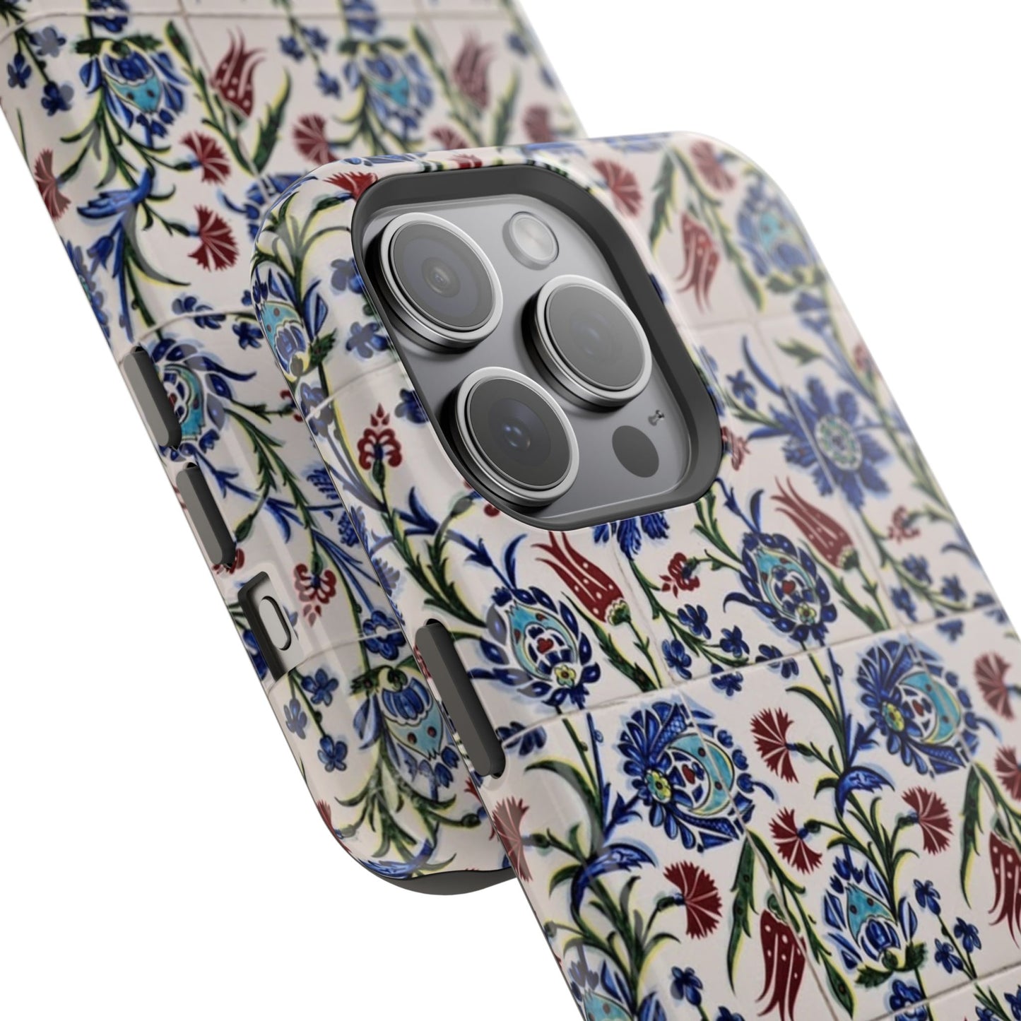 Blue ceramic Floral Design - Iphone Magnetic Tough Case