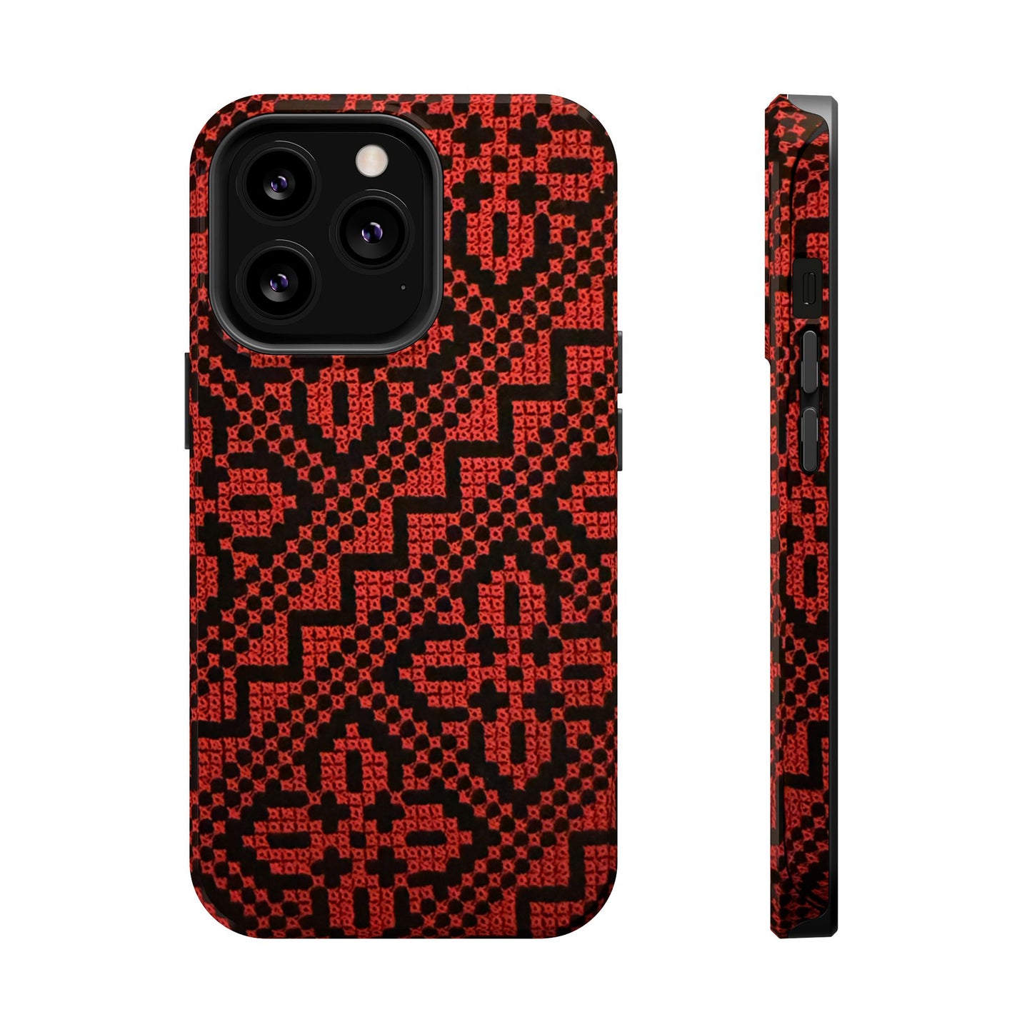 Red and Black Tatreez Design - Iphone Magnetic Tough Case