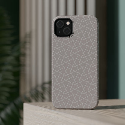 Beige and white geometric  Design - Iphone Magnetic Tough Case