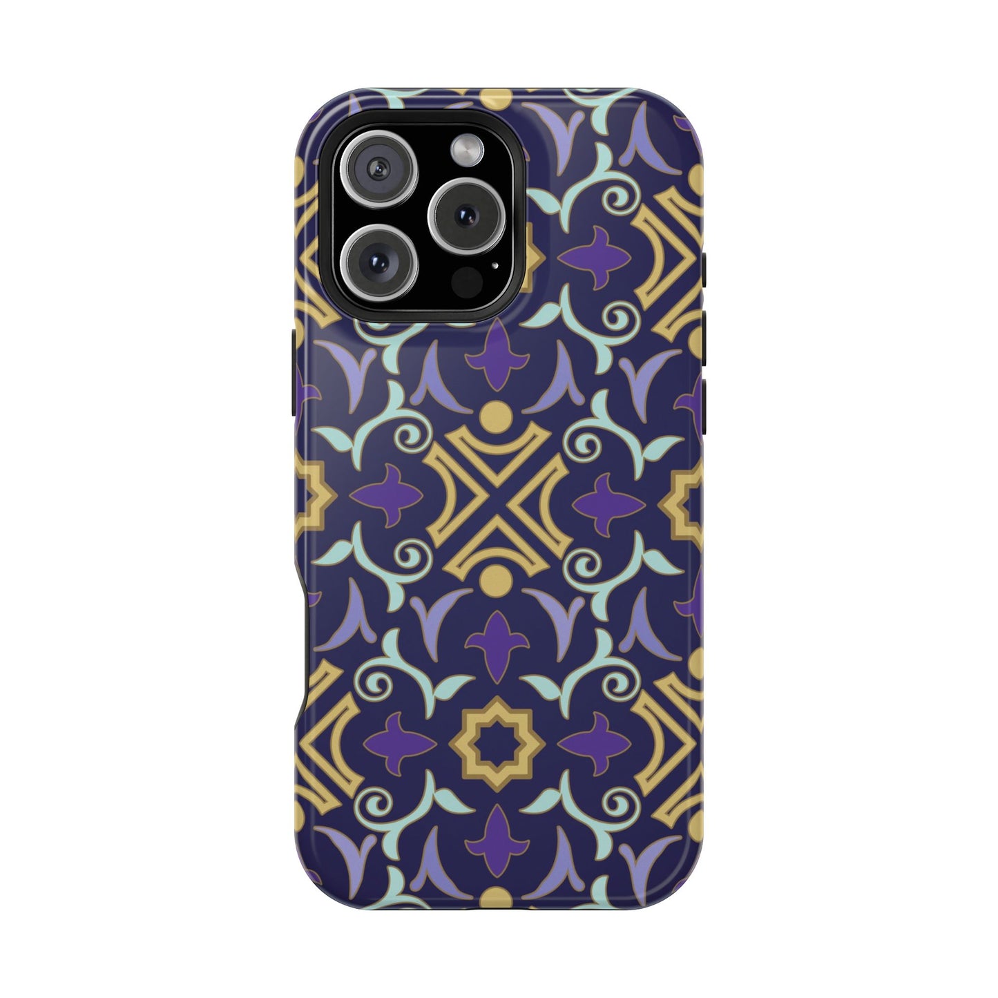Geometric Purple and Gold Design Iphone Magnetic Tough Case
