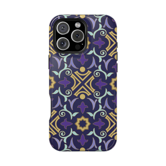 Geometric Purple and Gold Design Iphone Magnetic Tough Case