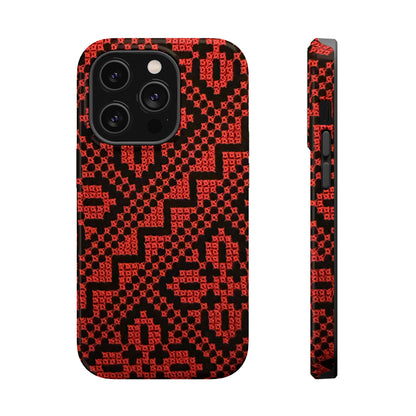 Red and Black Tatreez Design - Iphone Magnetic Tough Case