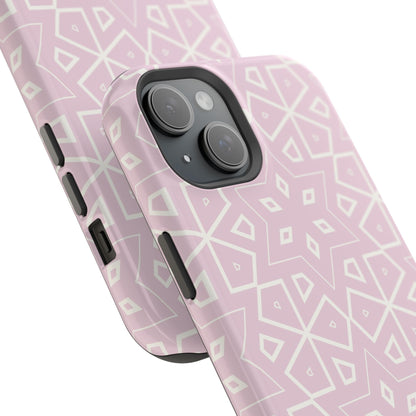 Pink and White Geometric Design Iphone Magnetic Tough Case