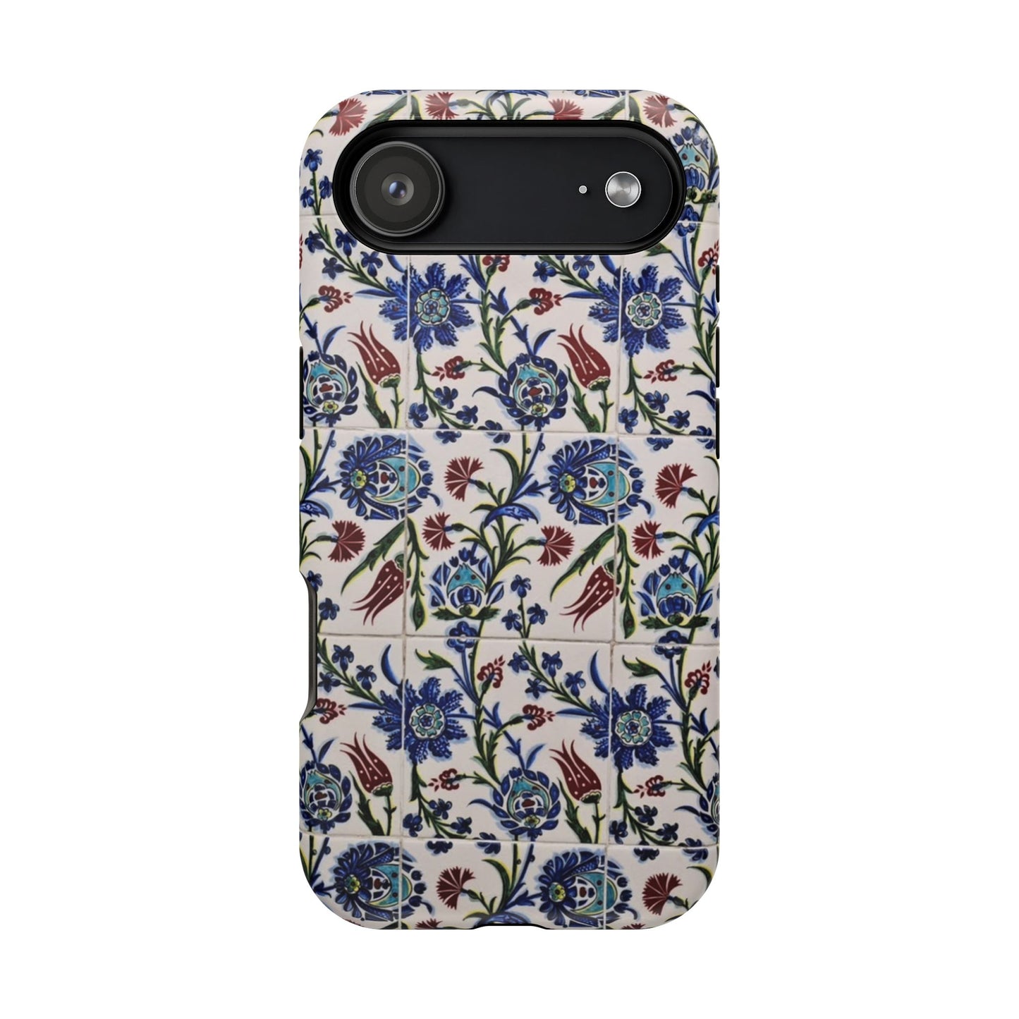 Blue ceramic Floral Design - Iphone Magnetic Tough Case