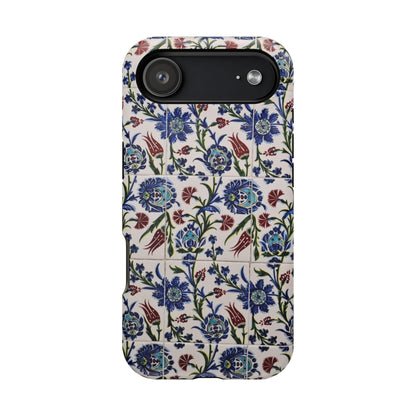 Blue ceramic Floral Design - Iphone Magnetic Tough Case