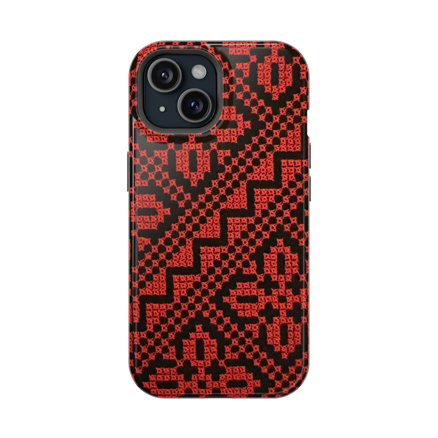 Red and Black Tatreez Design - Iphone Magnetic Tough Case