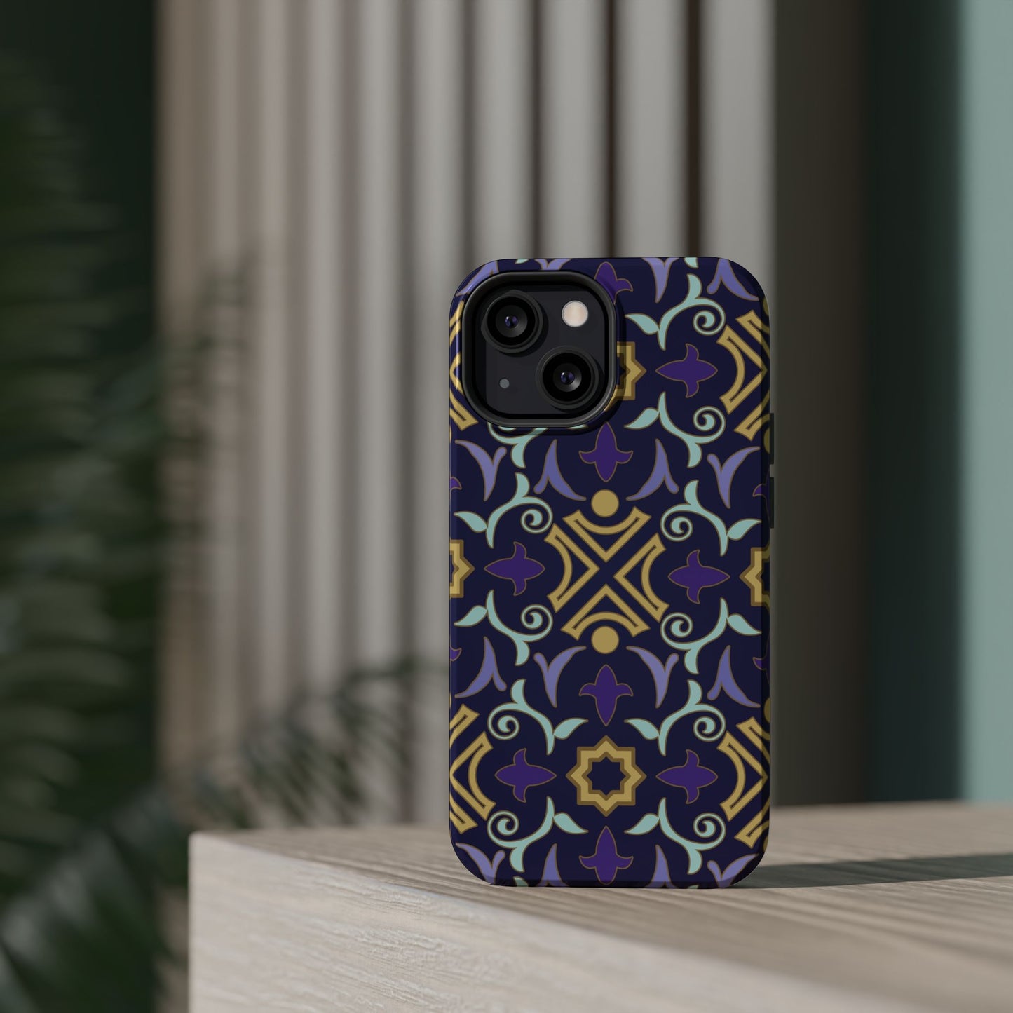 Geometric Purple and Gold Design Iphone Magnetic Tough Case