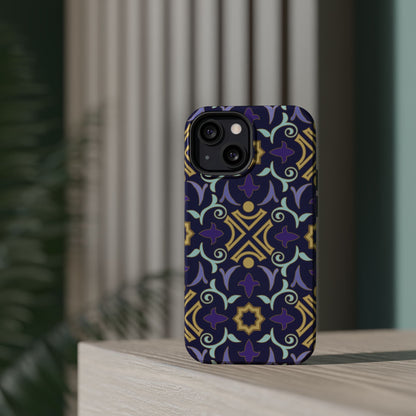 Geometric Purple and Gold Design Iphone Magnetic Tough Case
