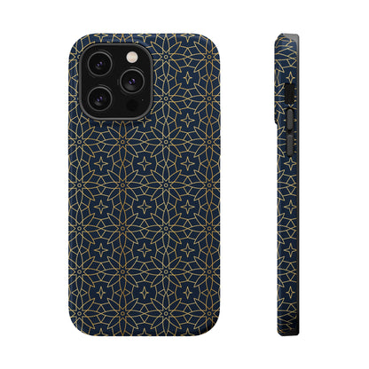 Navy and Gold Geometric Design Iphone Magnetic Tough Case