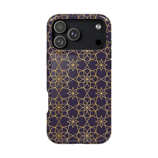 Gold and Purple Geometric Design Iphone Magnetic Tough Case