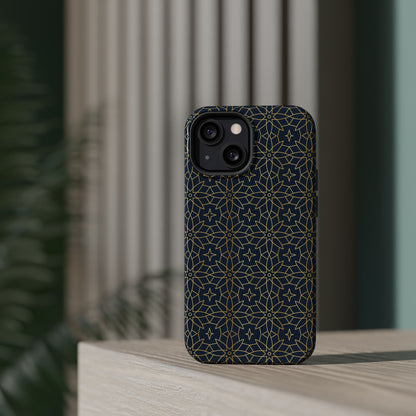 Navy and Gold Geometric Design Iphone Magnetic Tough Case