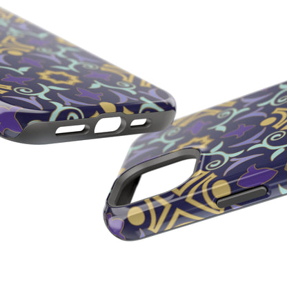 Geometric Purple and Gold Design Iphone Magnetic Tough Case