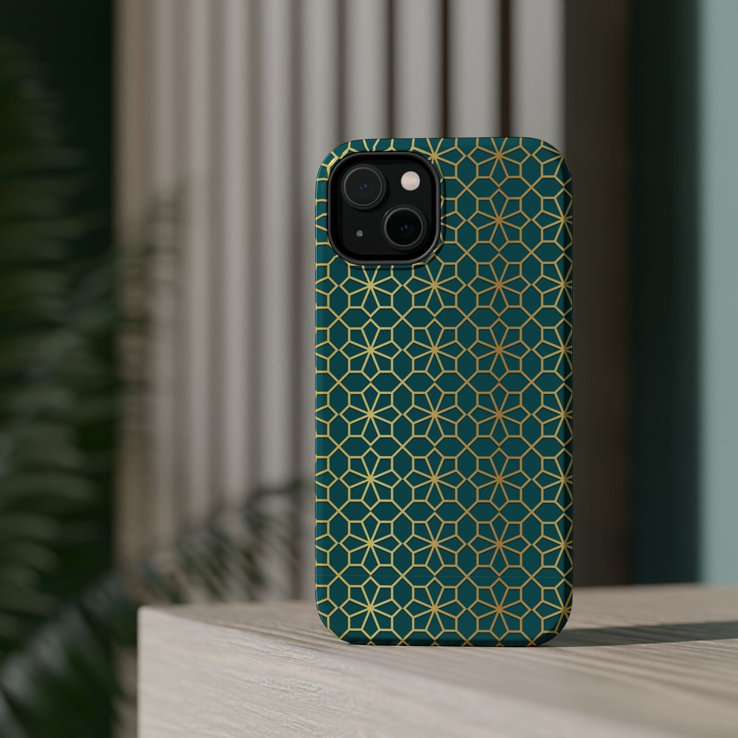 Gold and Green Flower Design - Iphone Magnetic Tough Case