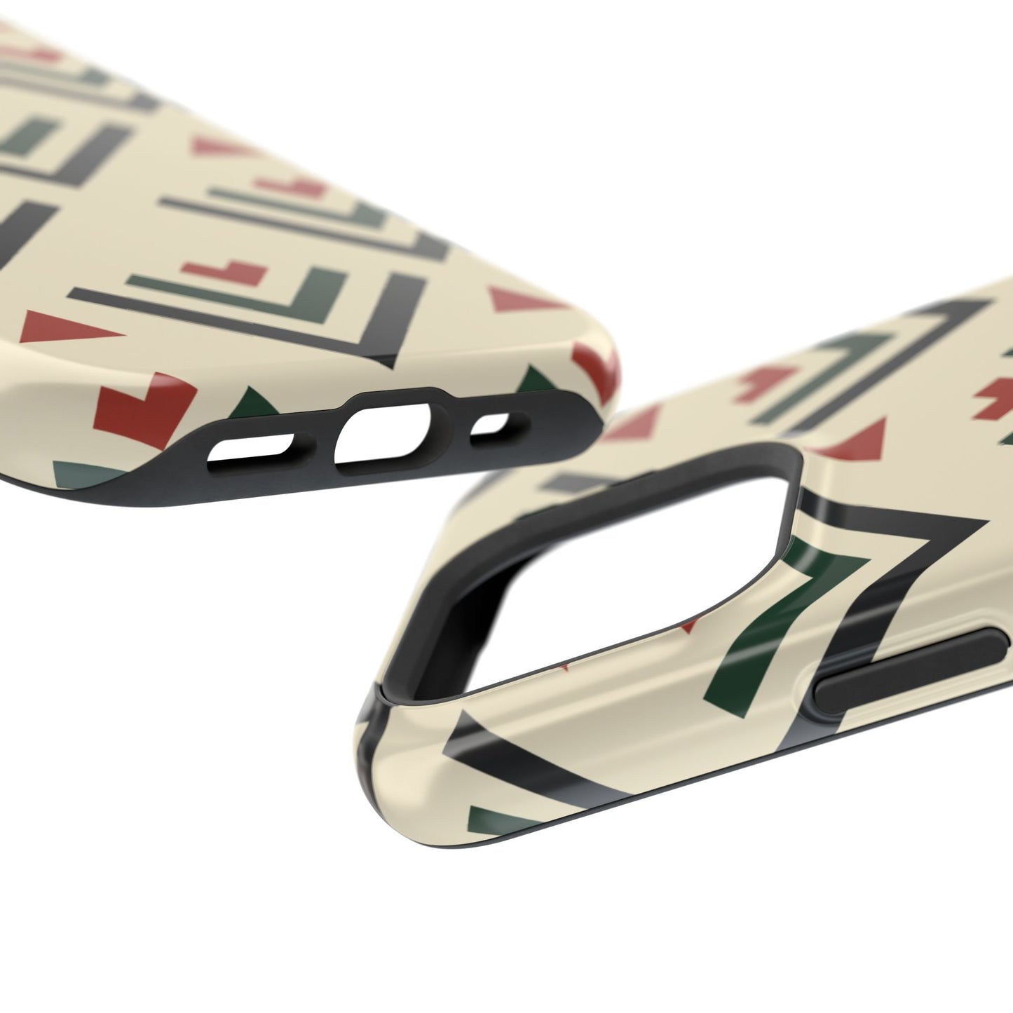 Red Black Green Geometric Design Iphone Magnetic Tough Case