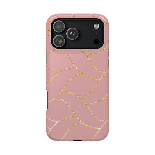 Pink and Gold Geometric  Design - Iphone Magnetic Tough Case