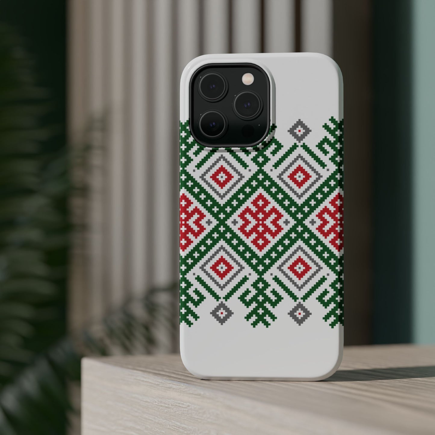 Red white Green and Black  Geometric Design Iphone Magnetic Tough Case