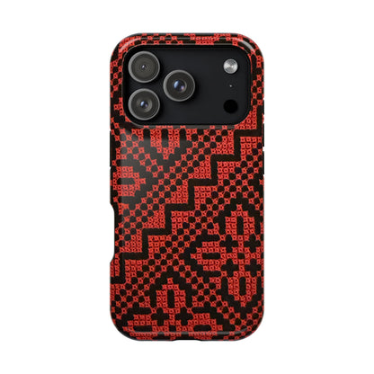 Red and Black Tatreez Design - Iphone Magnetic Tough Case