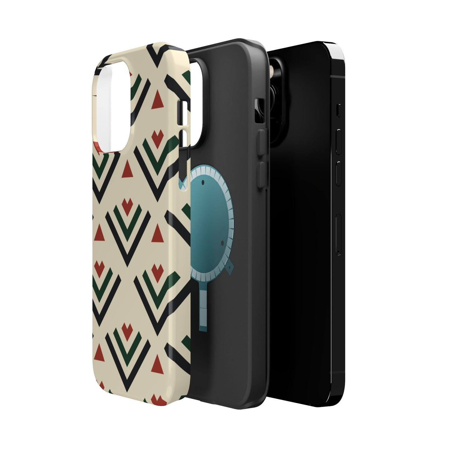 Red Black Green Geometric Design Iphone Magnetic Tough Case