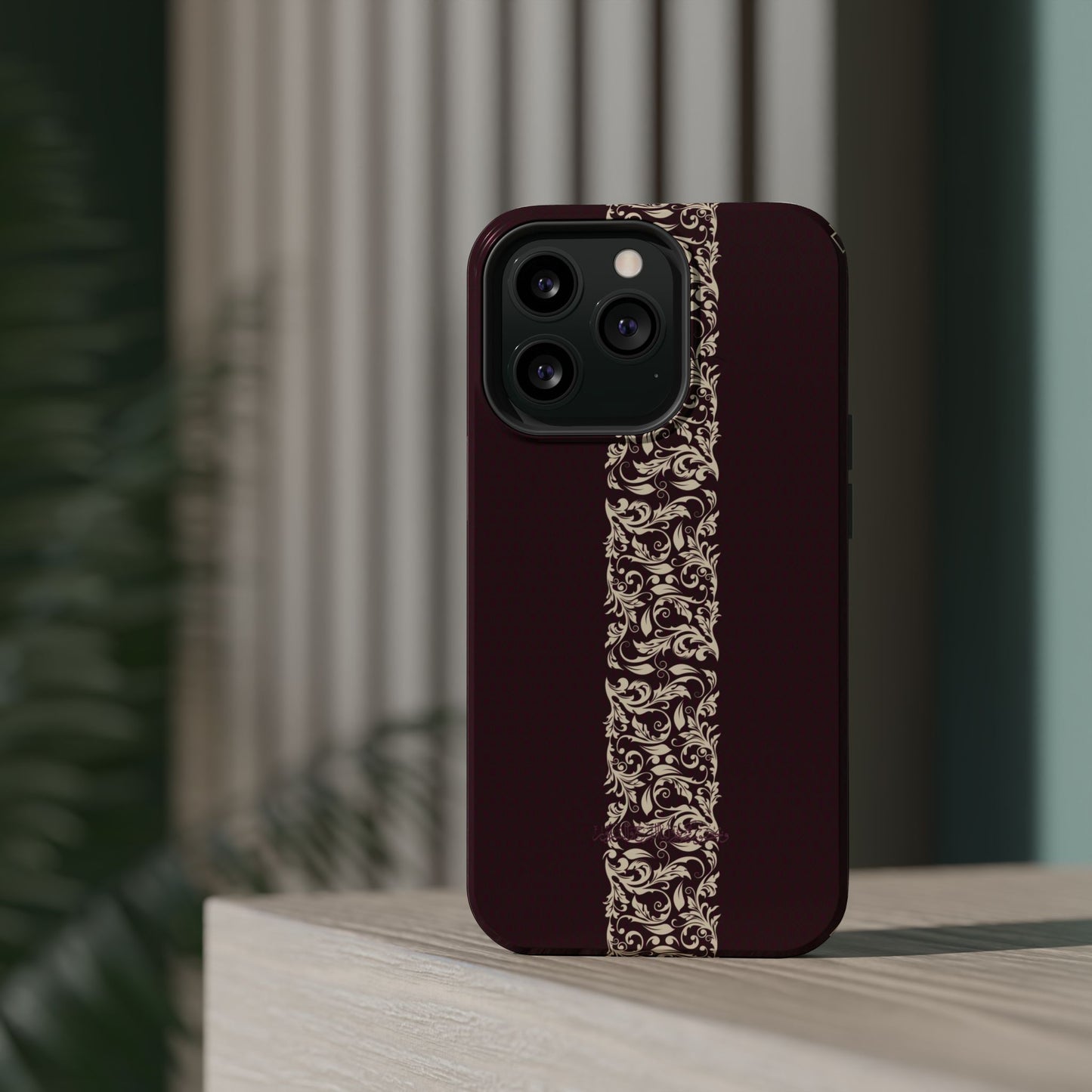 Red Dark and Beige geometric Design Iphone Magnetic Tough Case