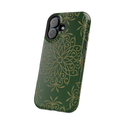 Gold and Green Flowery Design - Iphone Magnetic Tough Case