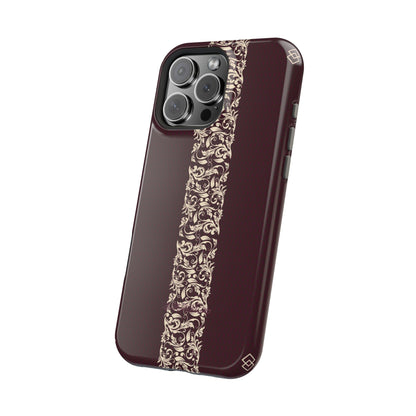 Red Dark and Beige geometric Design Iphone Magnetic Tough Case