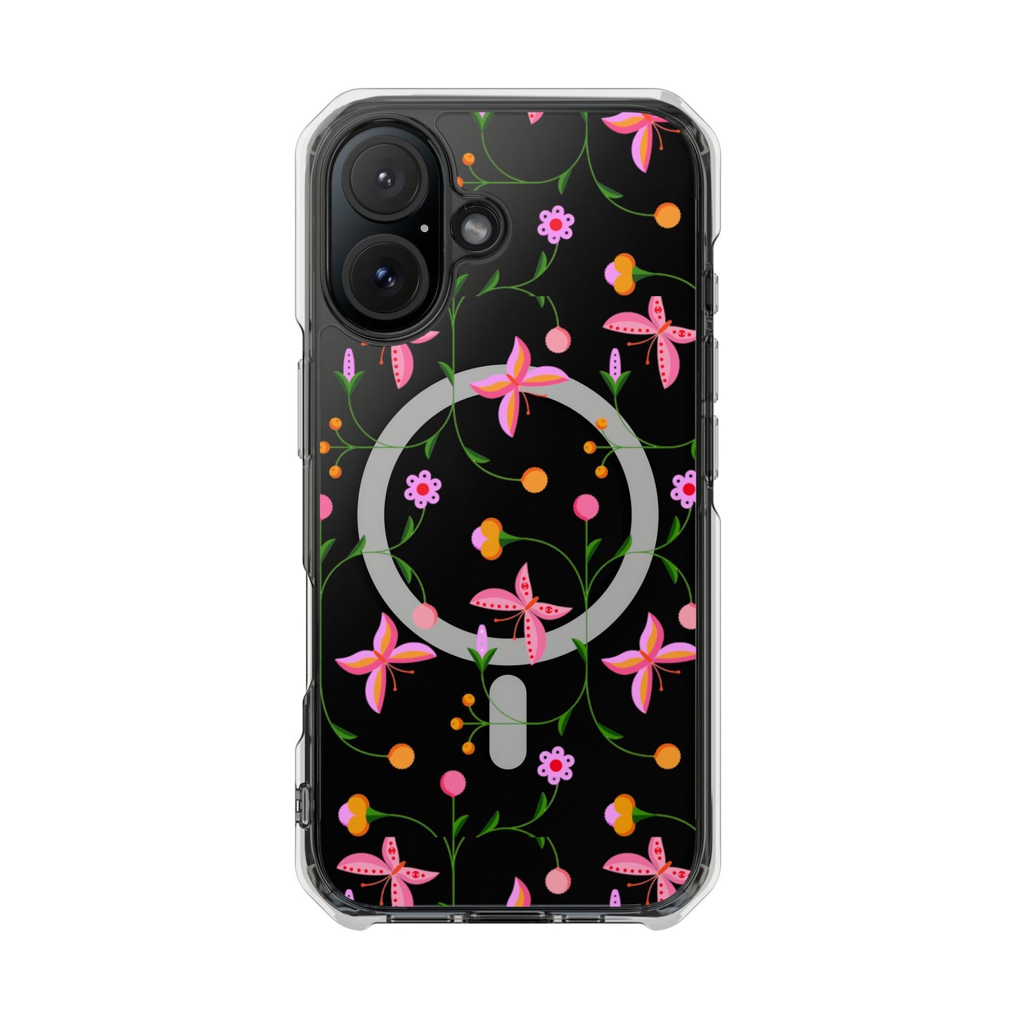 Pink Floral Garden  MagSafe Clear Phone Case