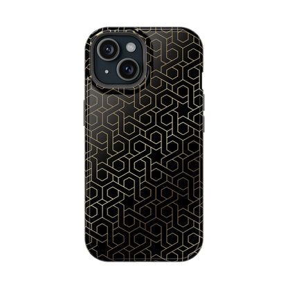 Black and Gold ⭐️ Geometric Design Iphone Magnetic Tough Case