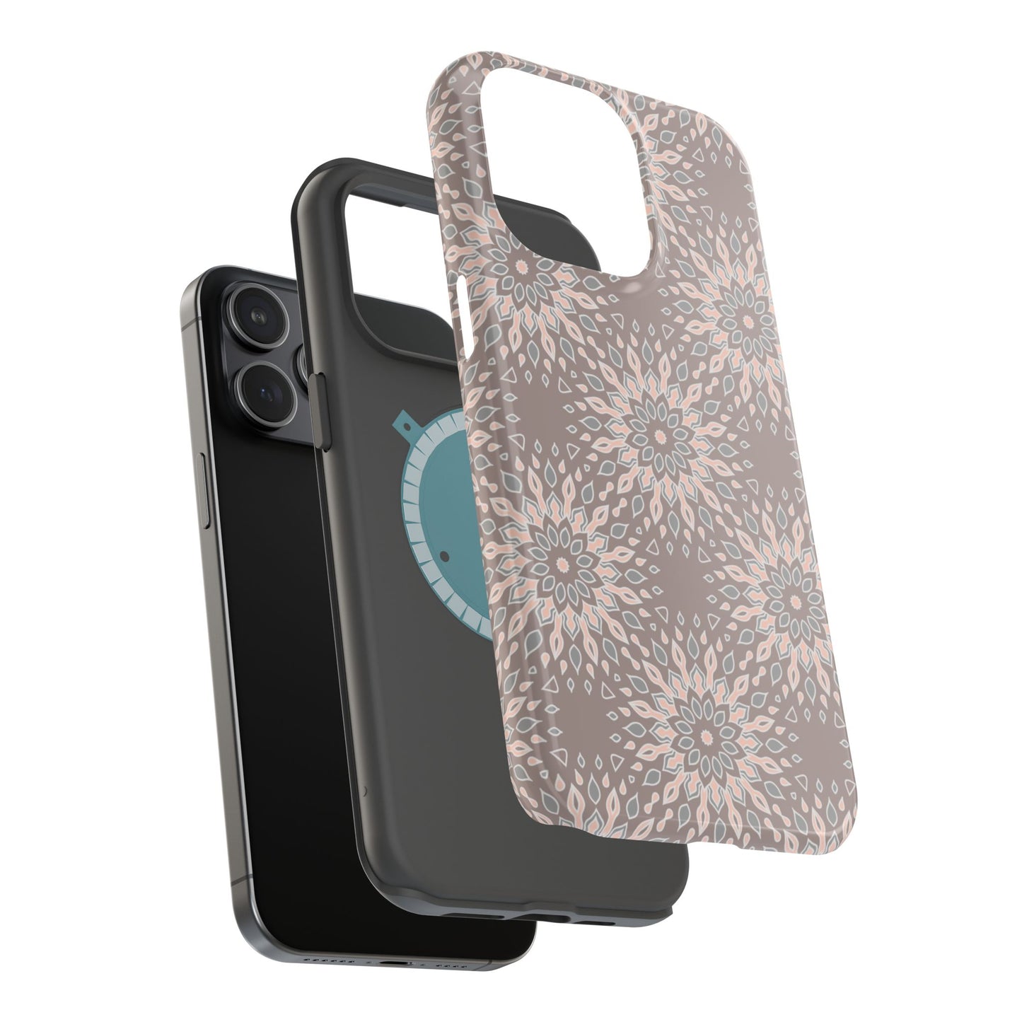 Beige Floral Design - Iphone Magnetic Tough Case