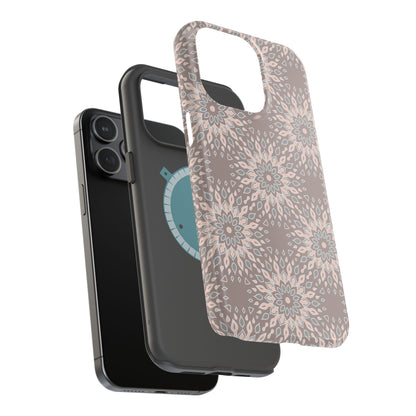 Beige Floral Design - Iphone Magnetic Tough Case