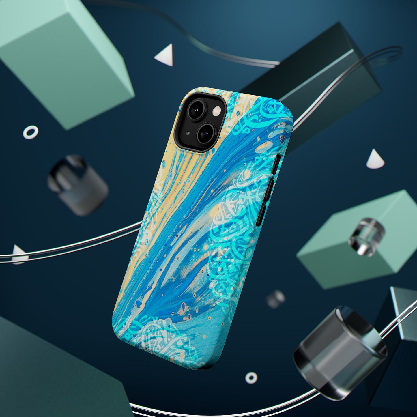 Arabic splash of Blue- Iphone Magnetic Tough Case