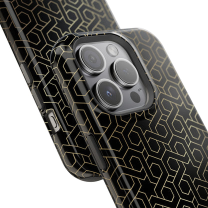 Black and Gold ⭐️ Geometric Design Iphone Magnetic Tough Case