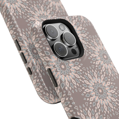 Beige Floral Design - Iphone Magnetic Tough Case