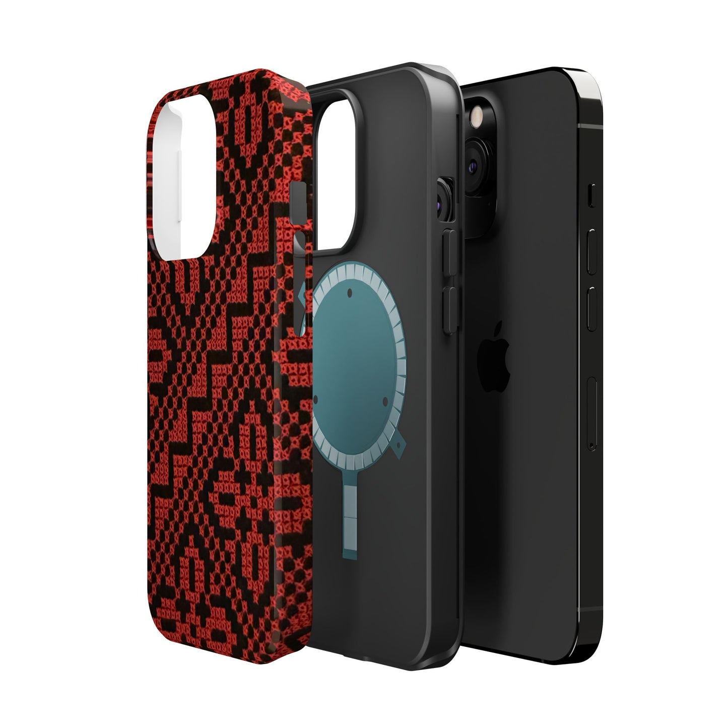 Red and Black Tatreez Design - Iphone Magnetic Tough Case