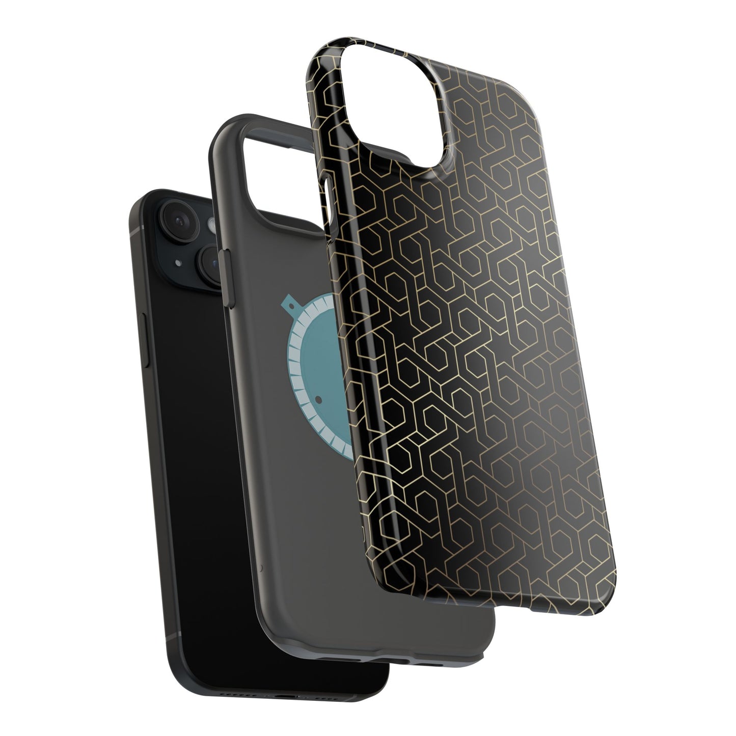 Black and Gold ⭐️ Geometric Design Iphone Magnetic Tough Case