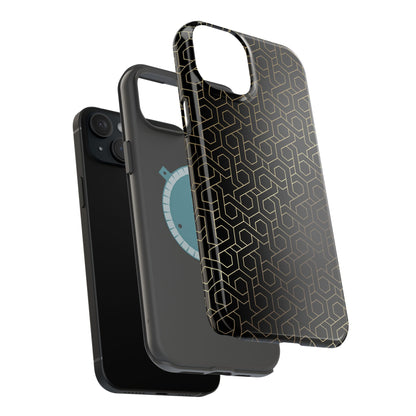Black and Gold ⭐️ Geometric Design Iphone Magnetic Tough Case