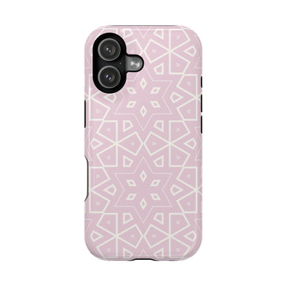 Pink and White Geometric Design Iphone Magnetic Tough Case