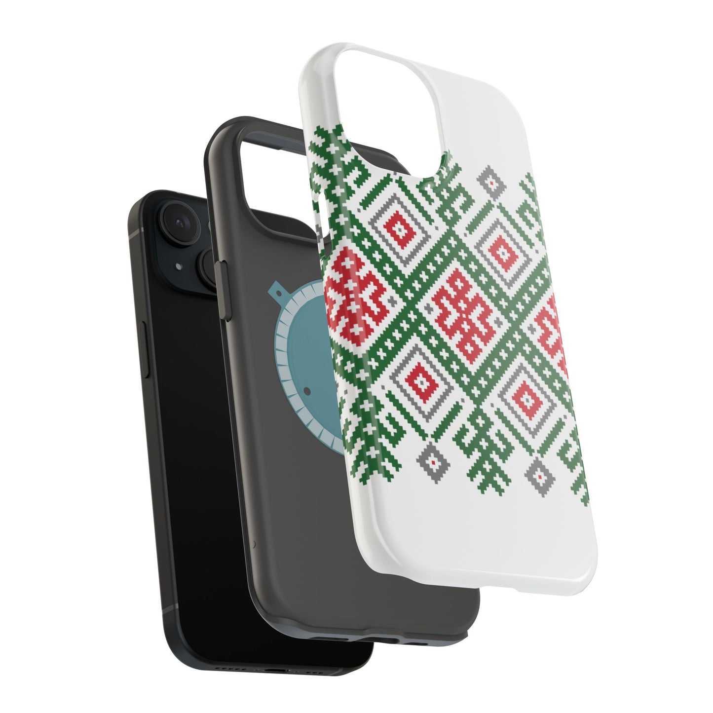 Red white Green and Black  Geometric Design Iphone Magnetic Tough Case