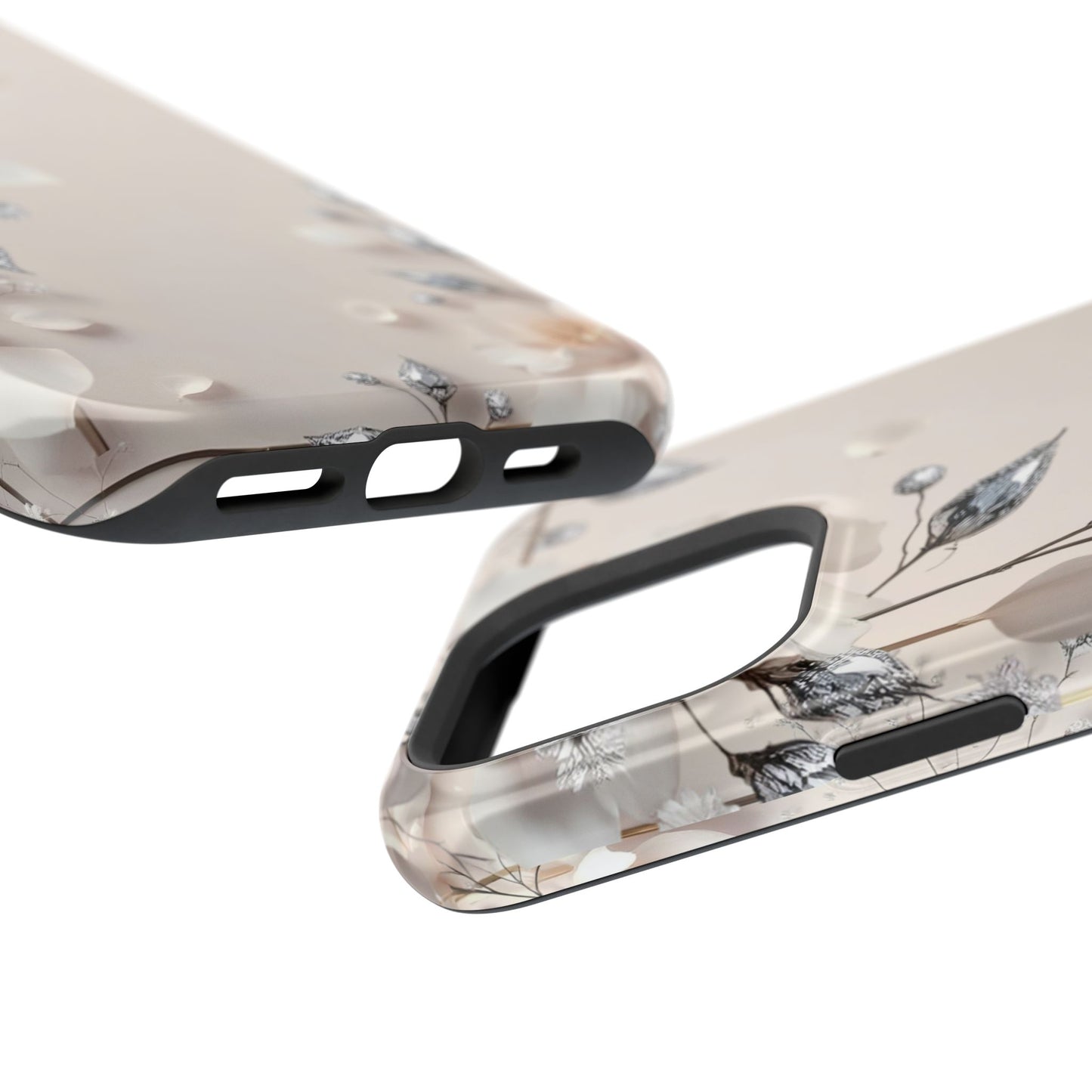 White Flowers and Diamonds 💎 Design - Iphone Magnetic Tough Case