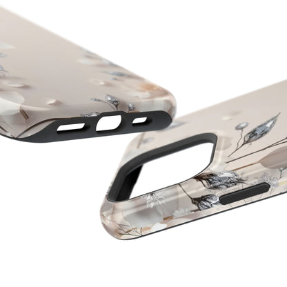 White Flowers and Diamonds 💎 Design - Iphone Magnetic Tough Case